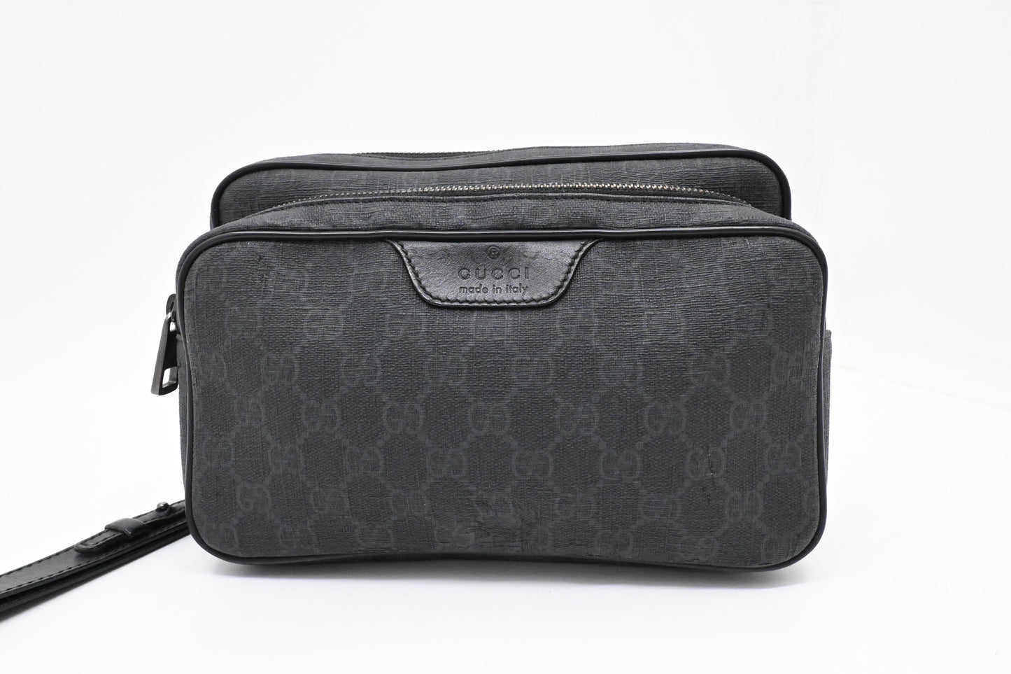 Gucci Wrist Pouch in Black GG Canvas