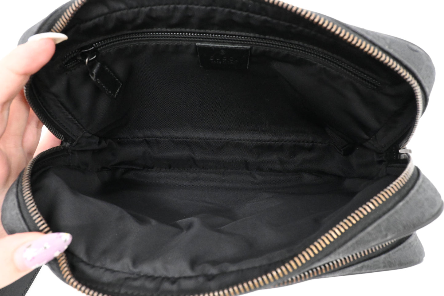 Gucci Wrist Pouch in Black GG Canvas