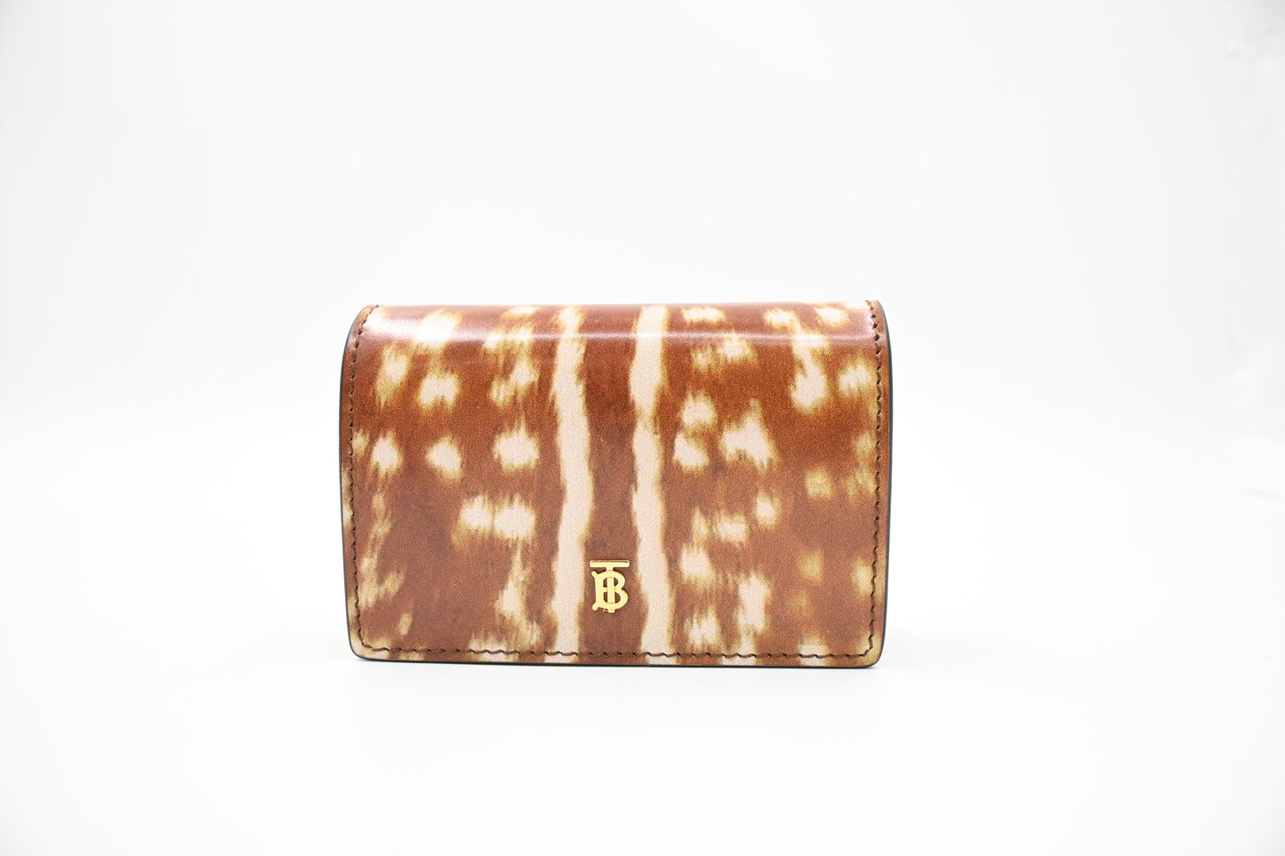 Burberry Compact Wallet on Chain in Deer Print Leather