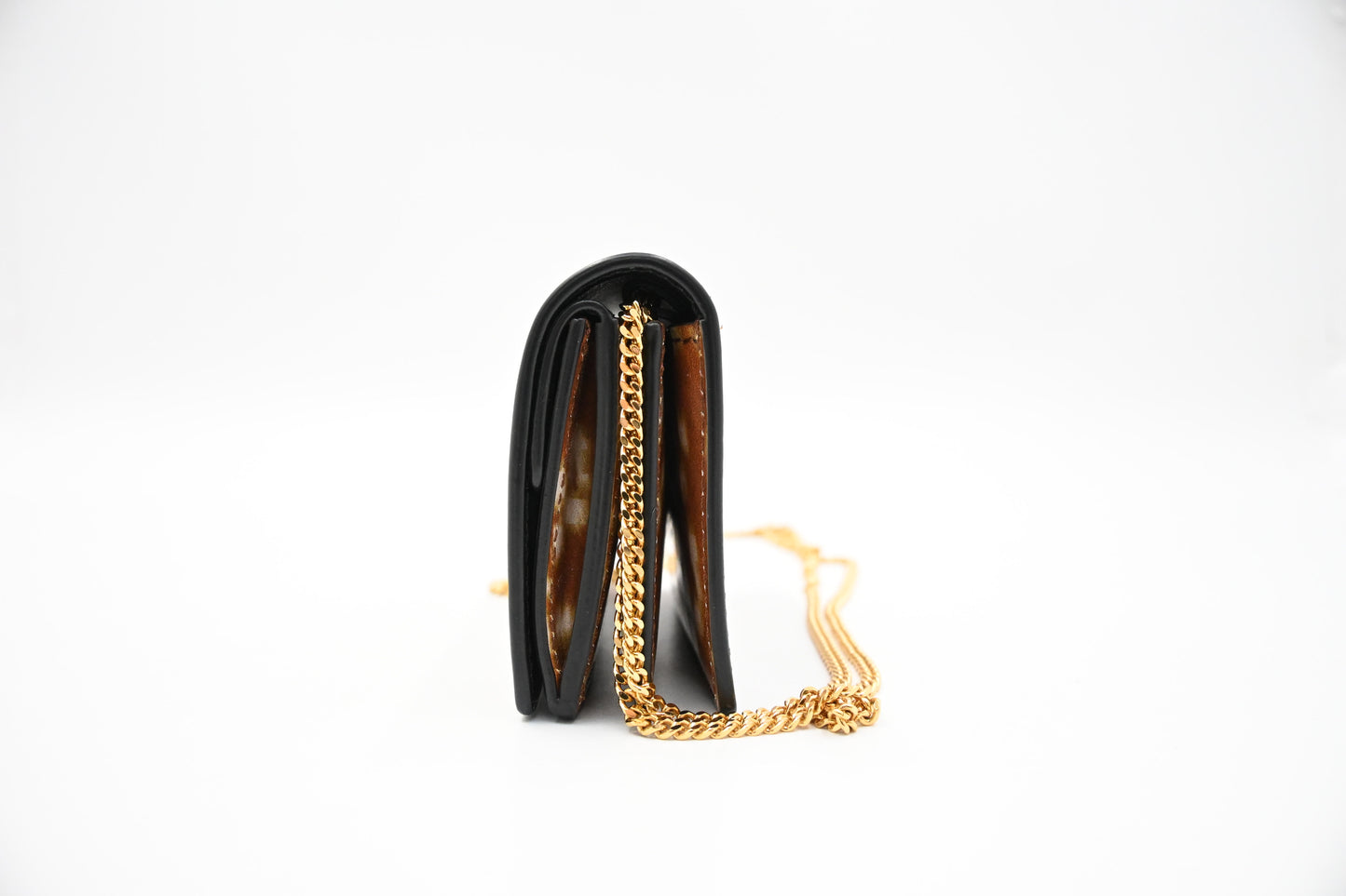Burberry Compact Wallet on Chain in Deer Print Leather