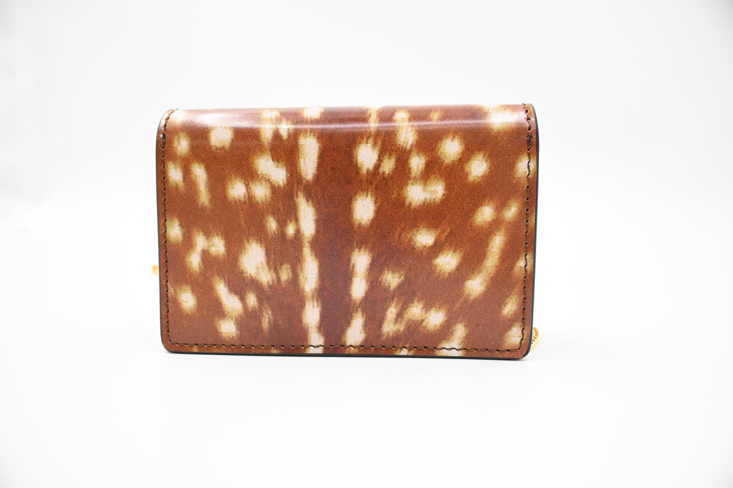 Burberry Compact Wallet on Chain in Deer Print Leather