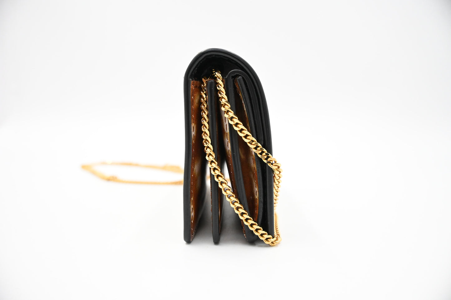 Burberry Compact Wallet on Chain in Deer Print Leather