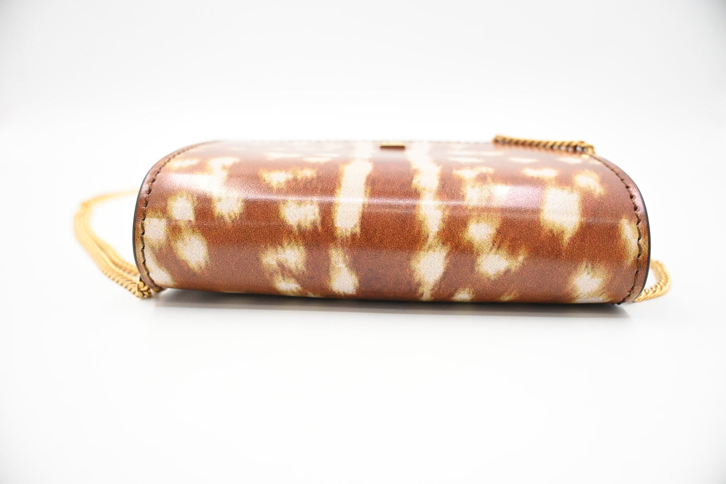 Burberry Compact Wallet on Chain in Deer Print Leather