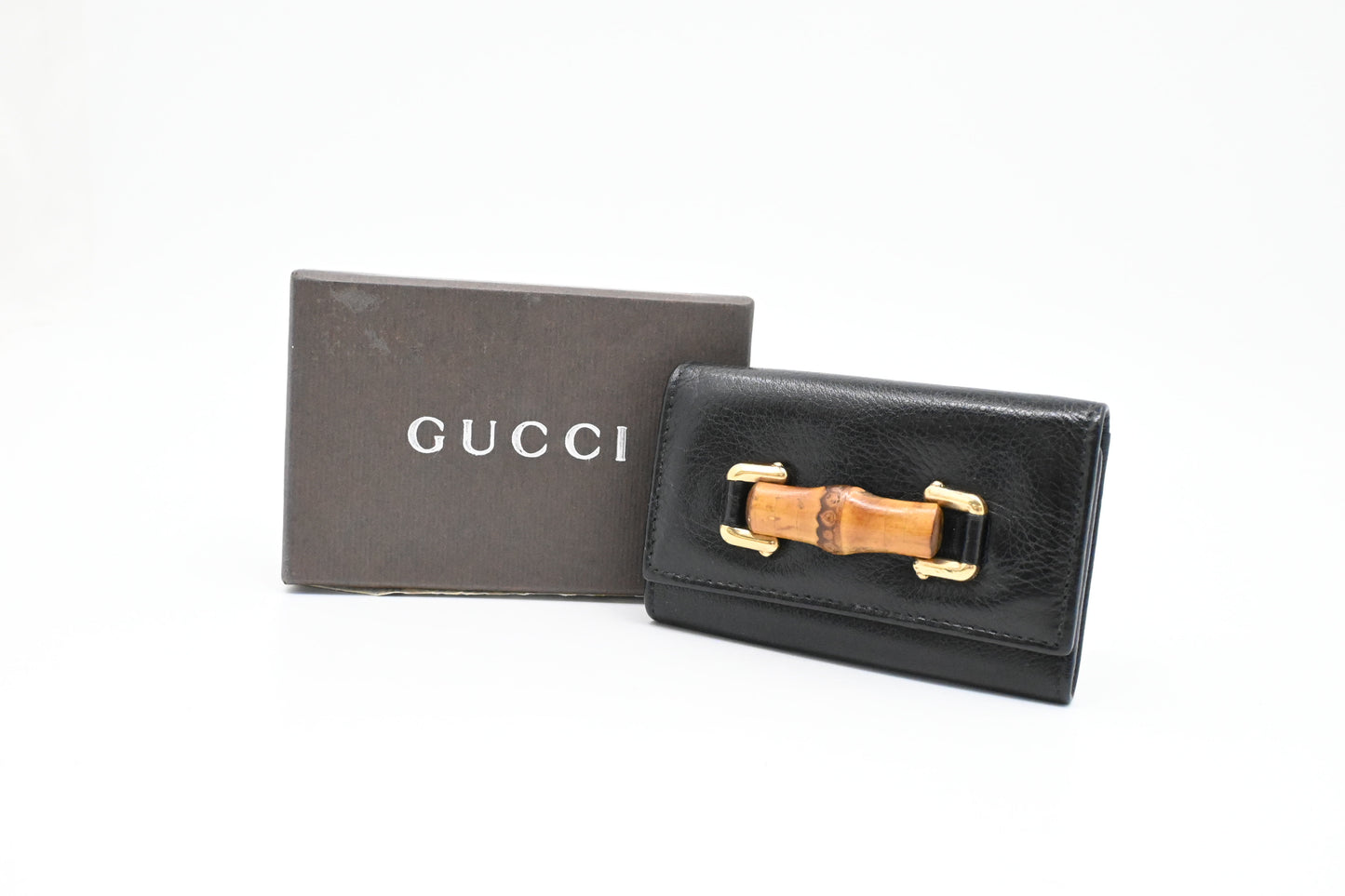 Gucci Bamboo Key Case 6 in Black Leather