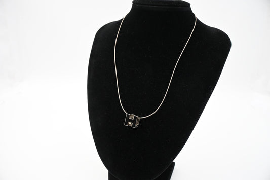 Hermes Black H Cube Necklace