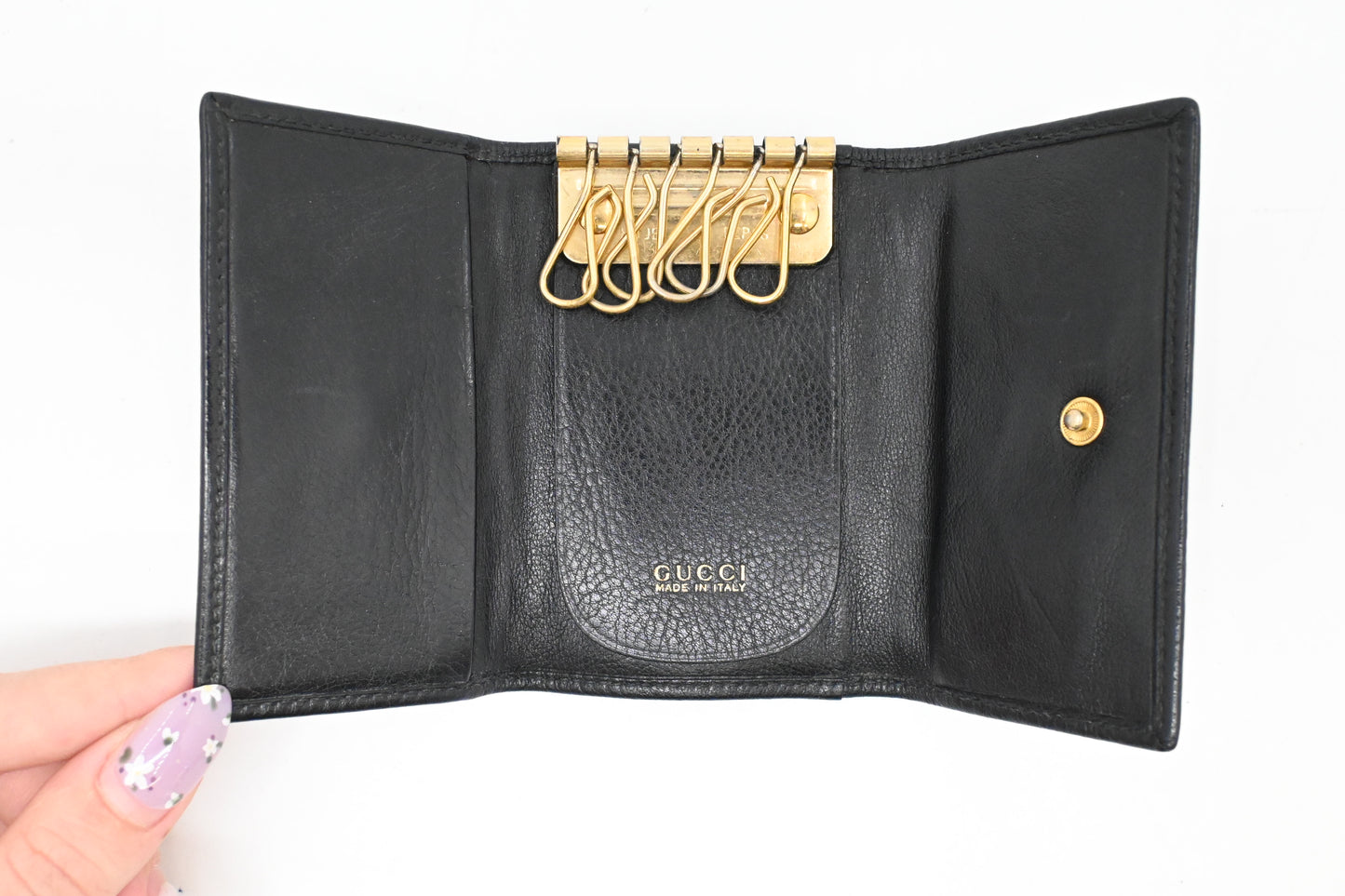 Gucci Bamboo Key Case 6 in Black Leather