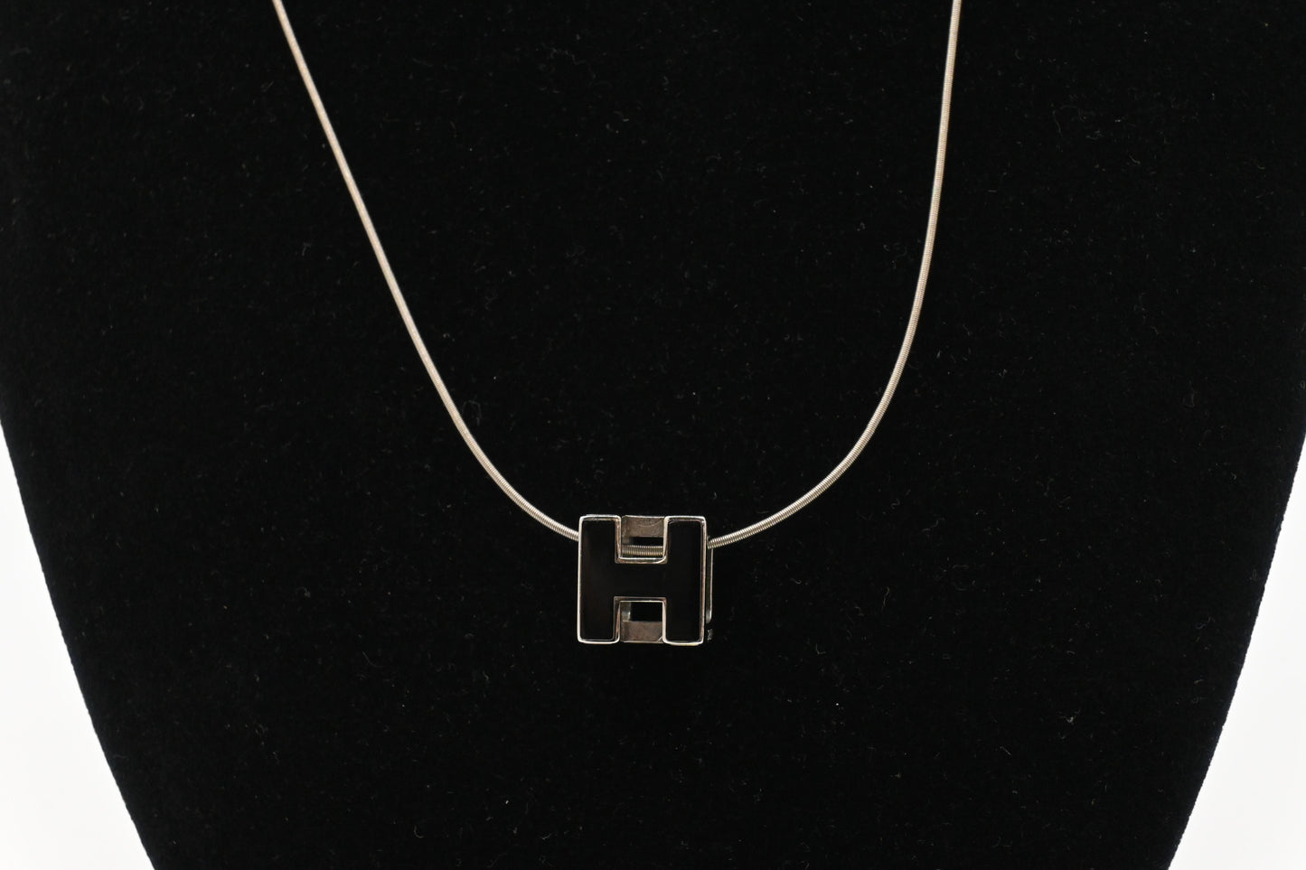 Hermes Black H Cube Necklace