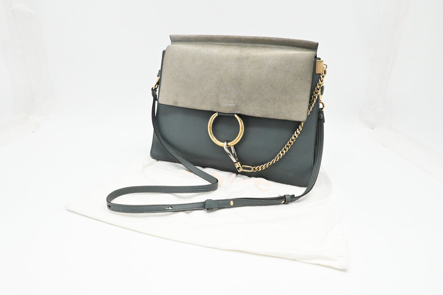 Chloe Faye Crossbody Bag in Grey Blue Leather