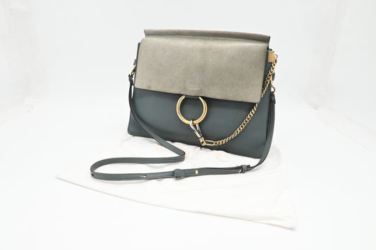 Chloe Faye Crossbody Bag in Grey Blue Leather