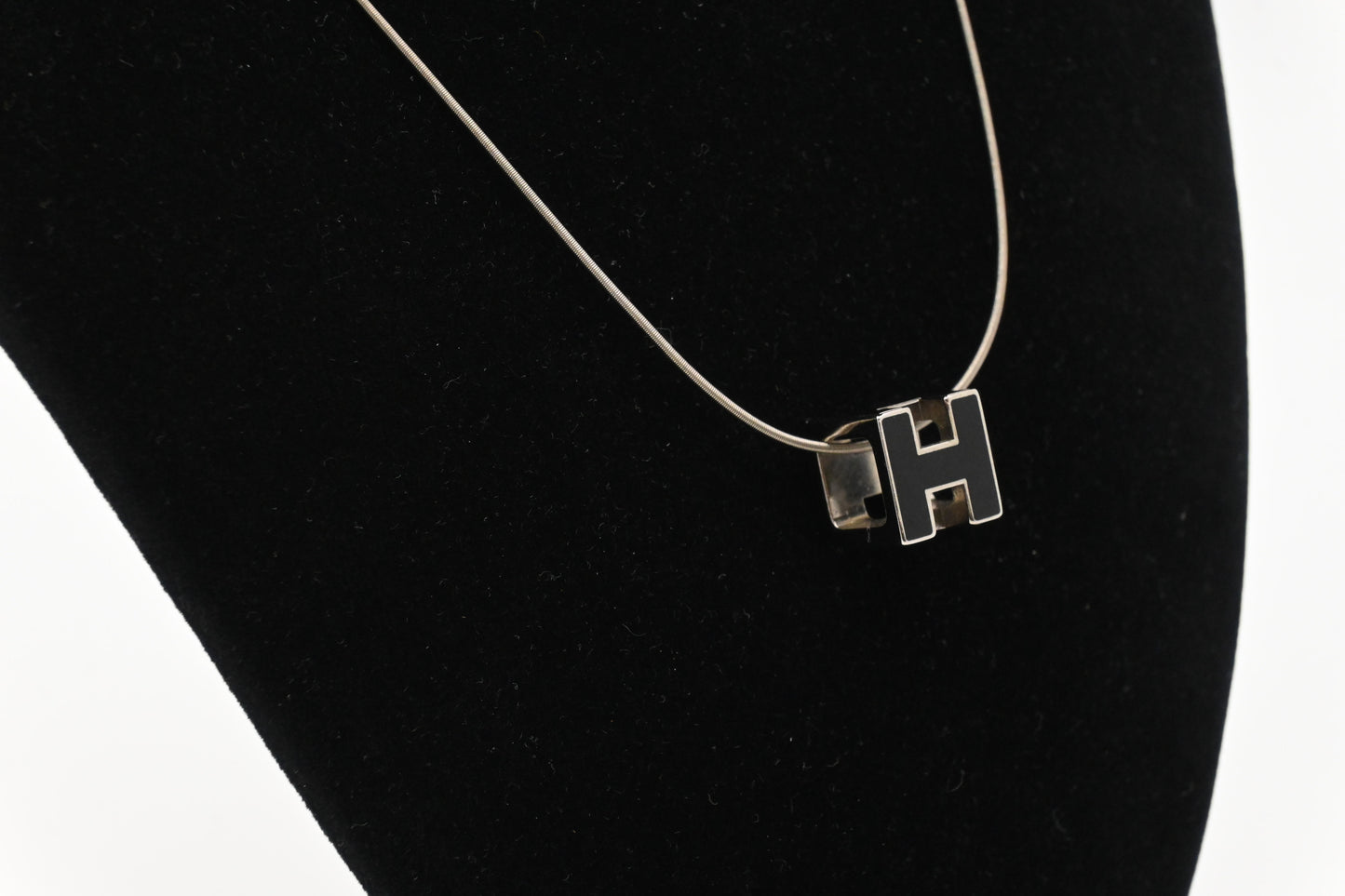 Hermes Black H Cube Necklace