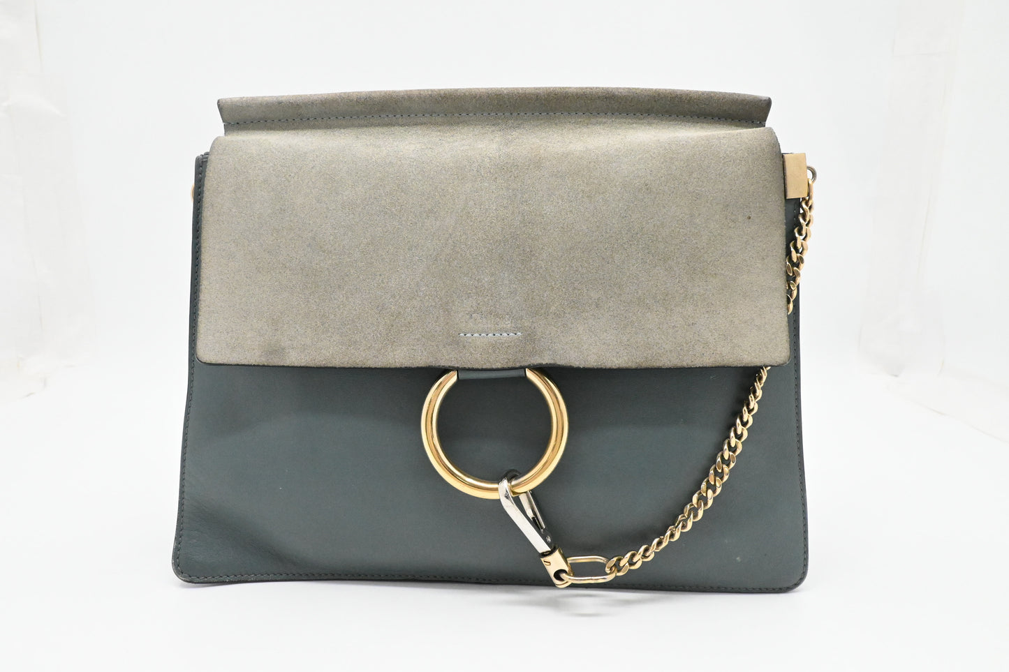 Chloe Faye Crossbody Bag in Grey Blue Leather