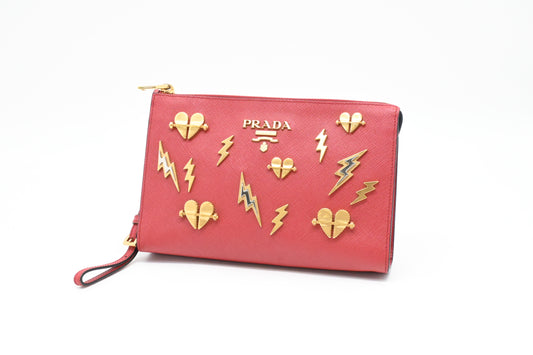 Prada Wrist Pouch in Red Leather