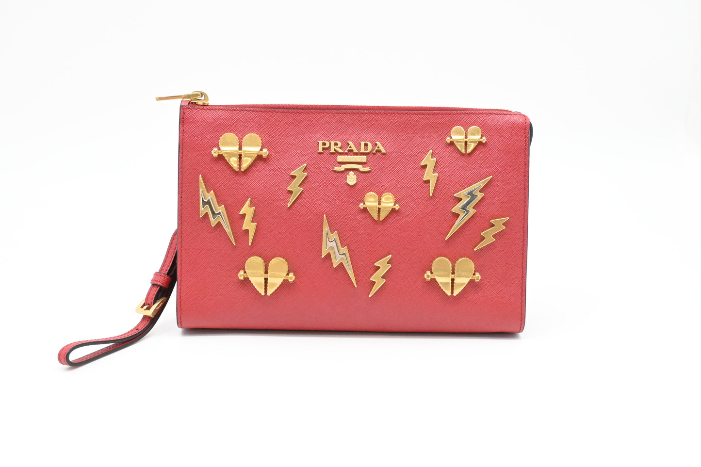 Prada Wrist Pouch in Red Leather