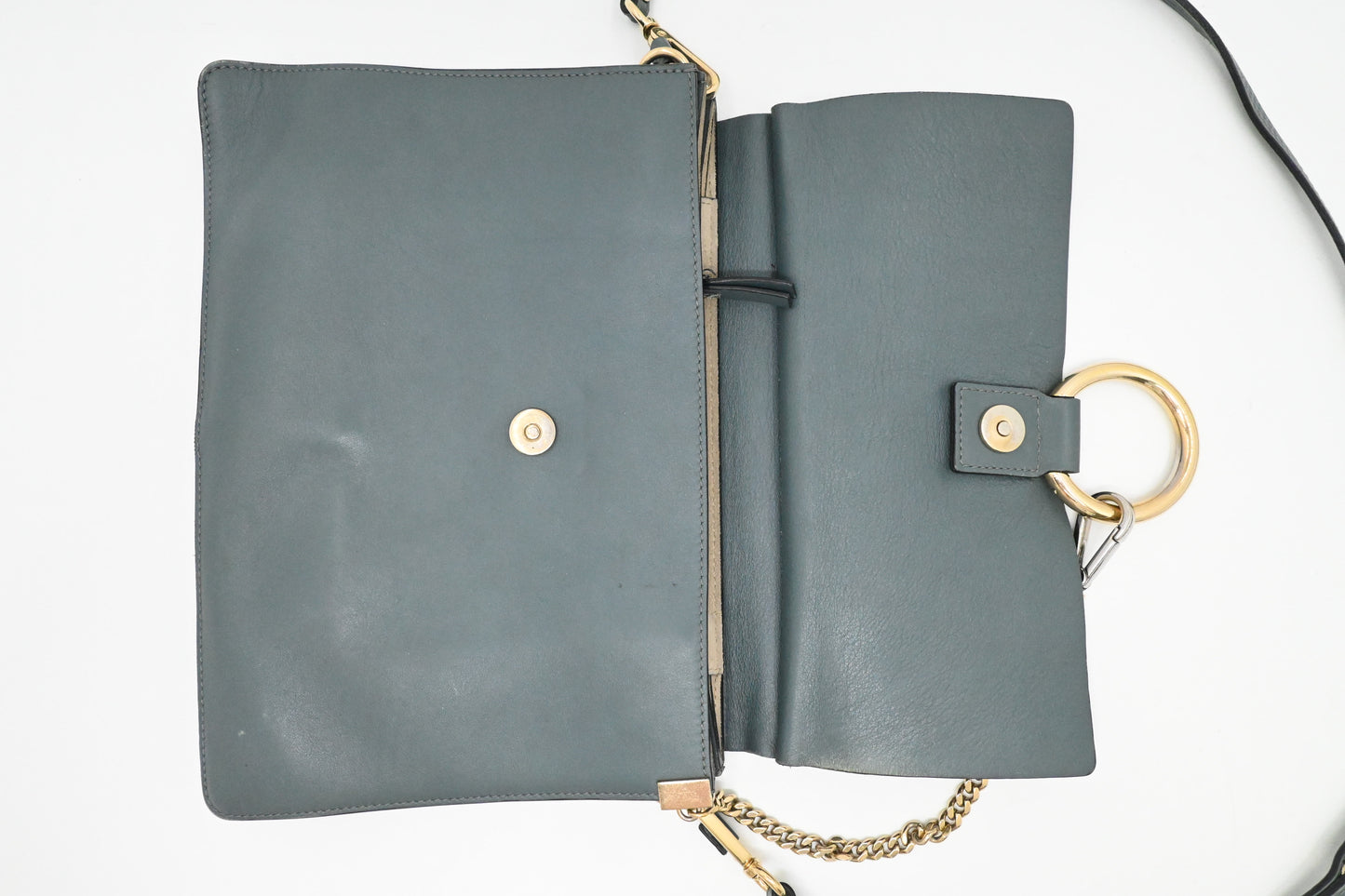 Chloe Faye Crossbody Bag in Grey Blue Leather