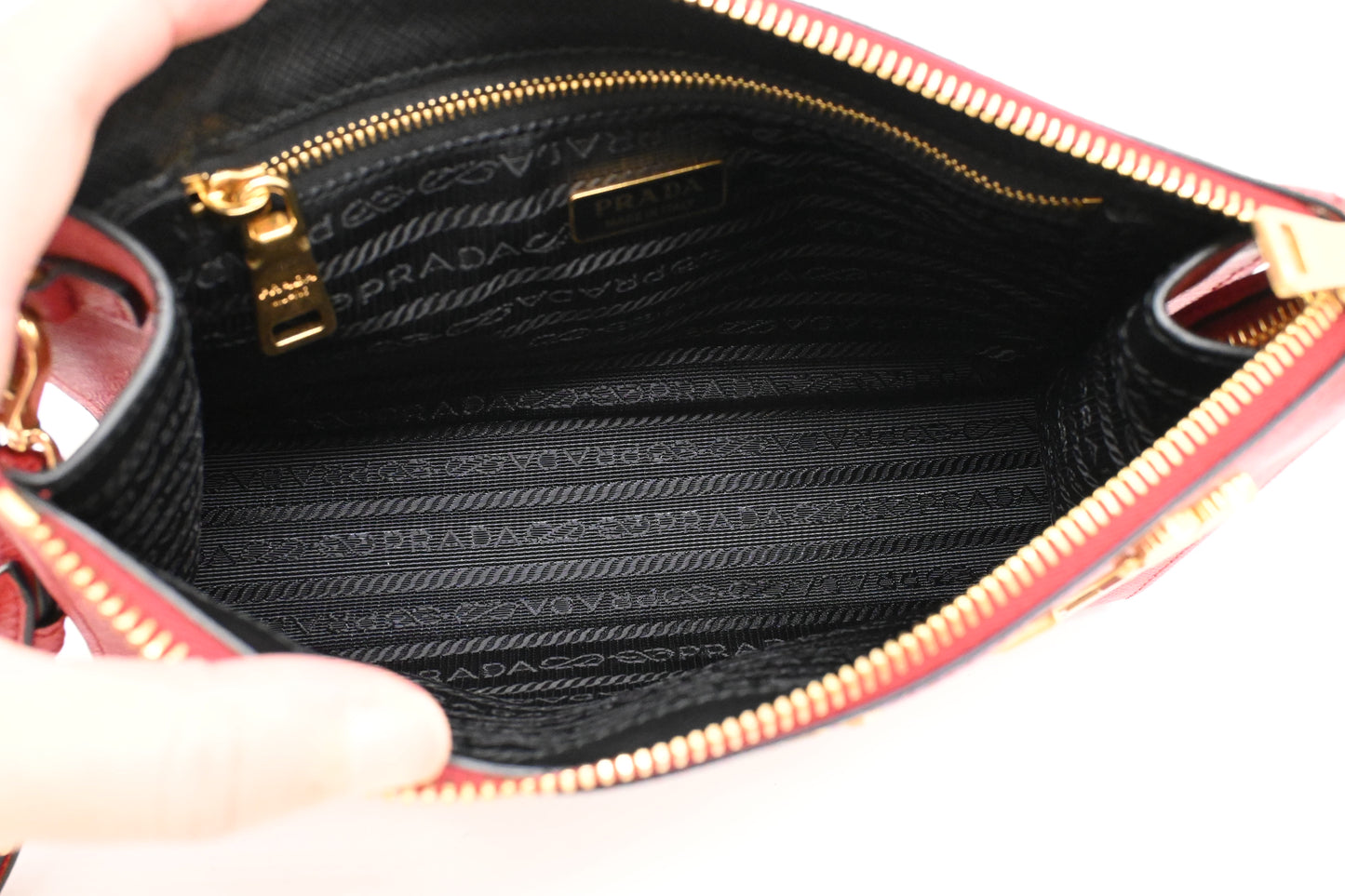 Prada Wrist Pouch in Red Leather