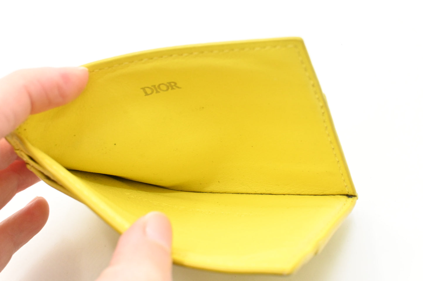 Dior Card Case in Yellow Leather