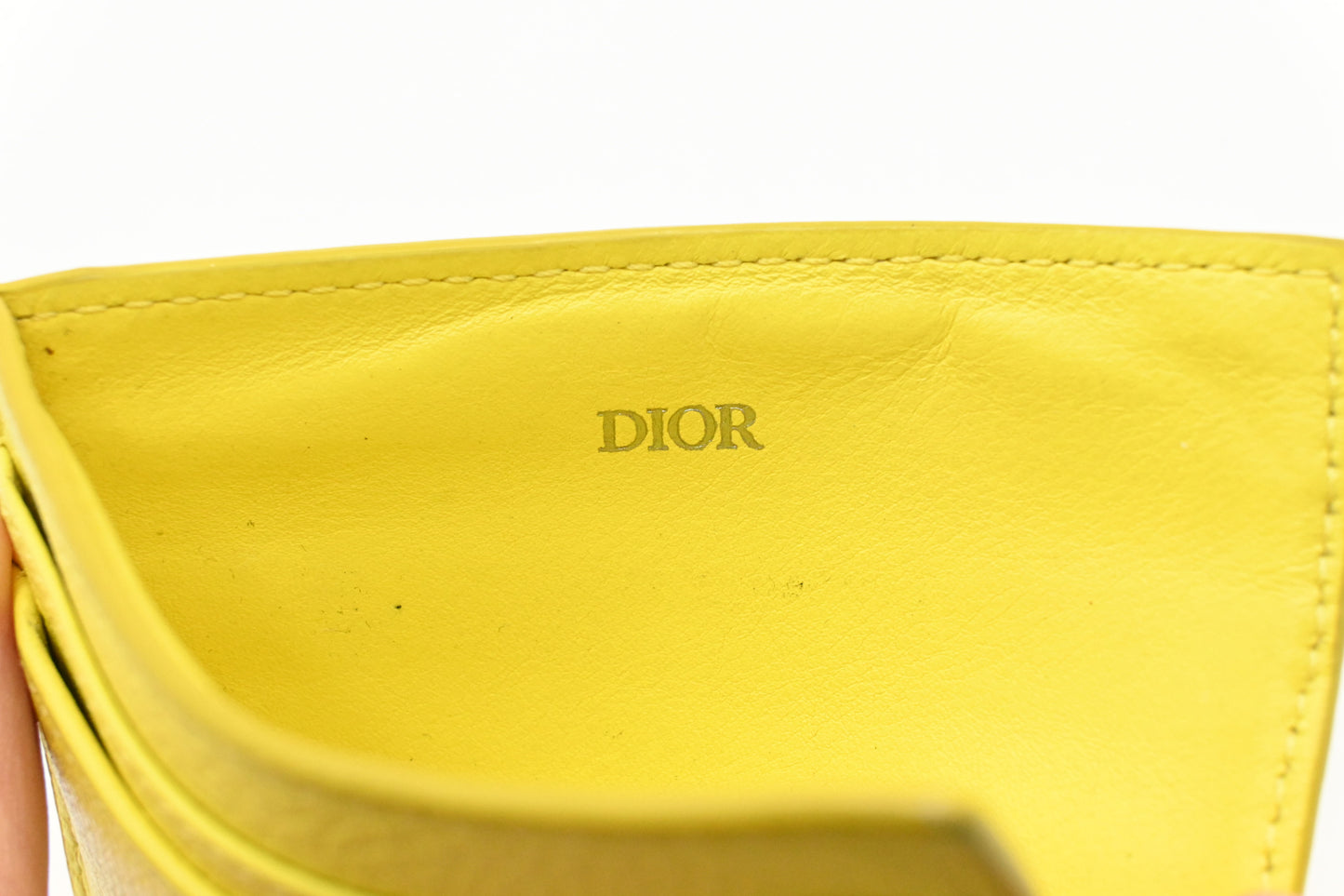 Dior Card Case in Yellow Leather