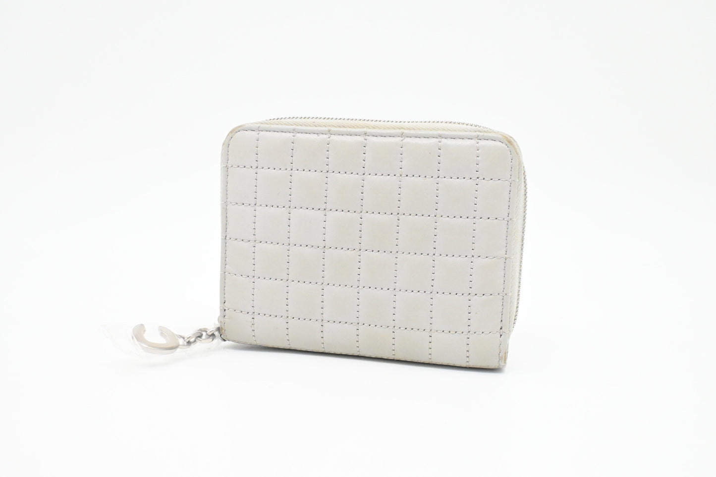 Celine Zippy Coin Case in Grey Leather