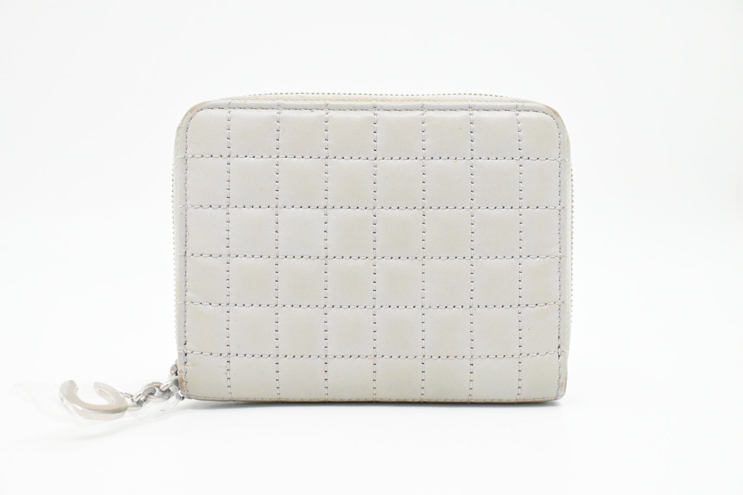 Celine Zippy Coin Case in Grey Leather