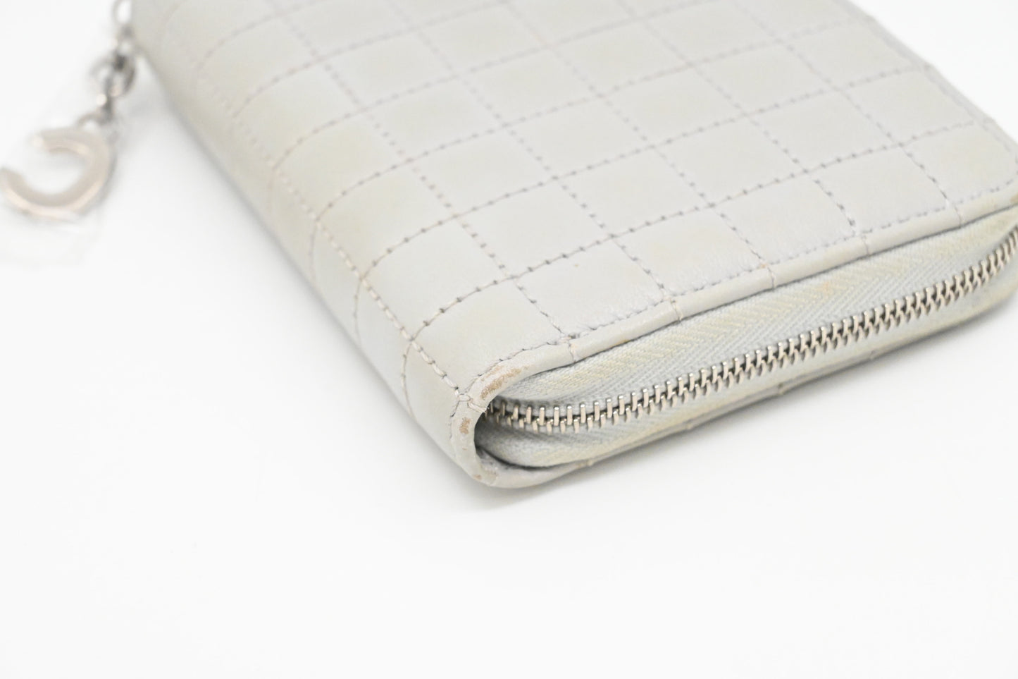 Celine Zippy Coin Case in Grey Leather