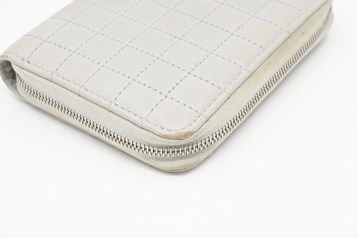 Celine Zippy Coin Case in Grey Leather