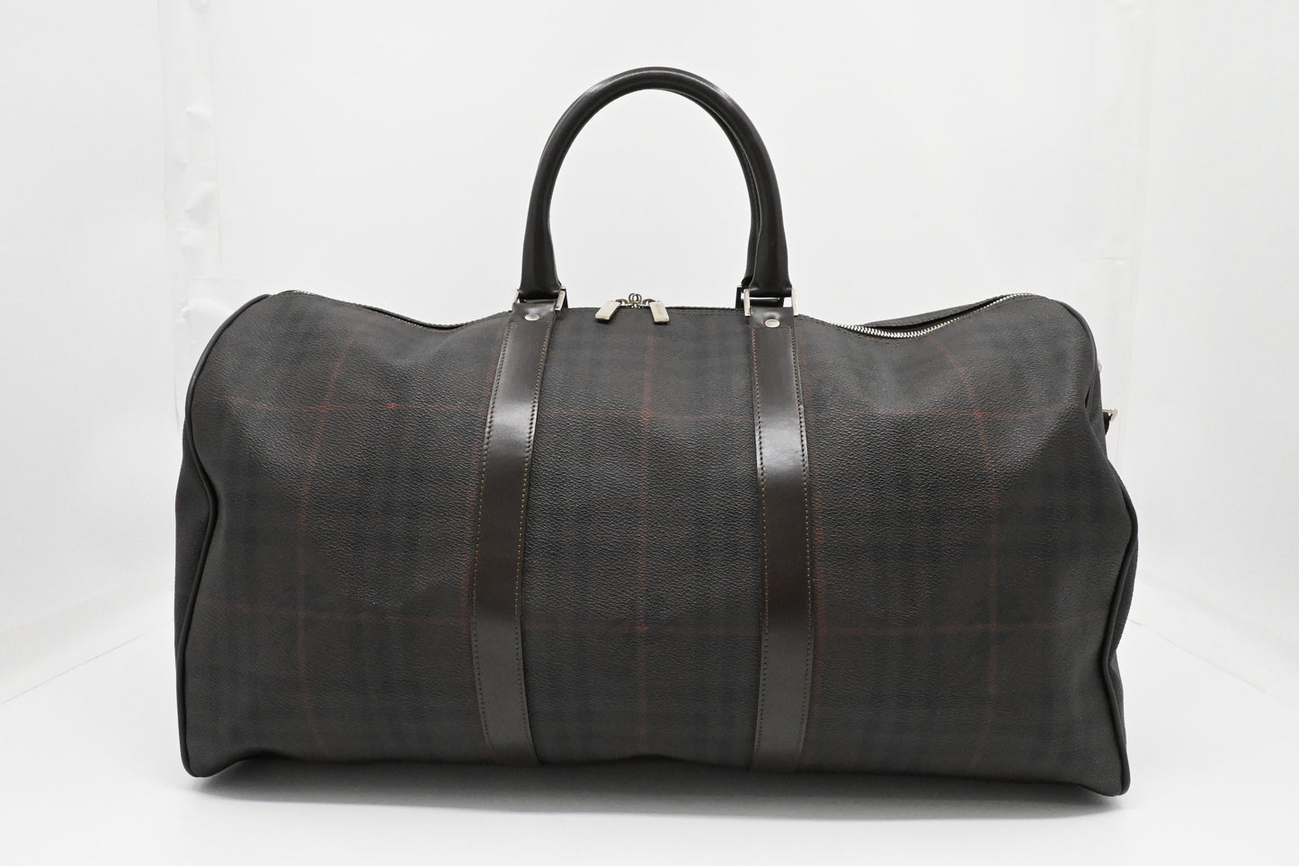 Burberry Travel Bag in Brown Checked Coated Canvas