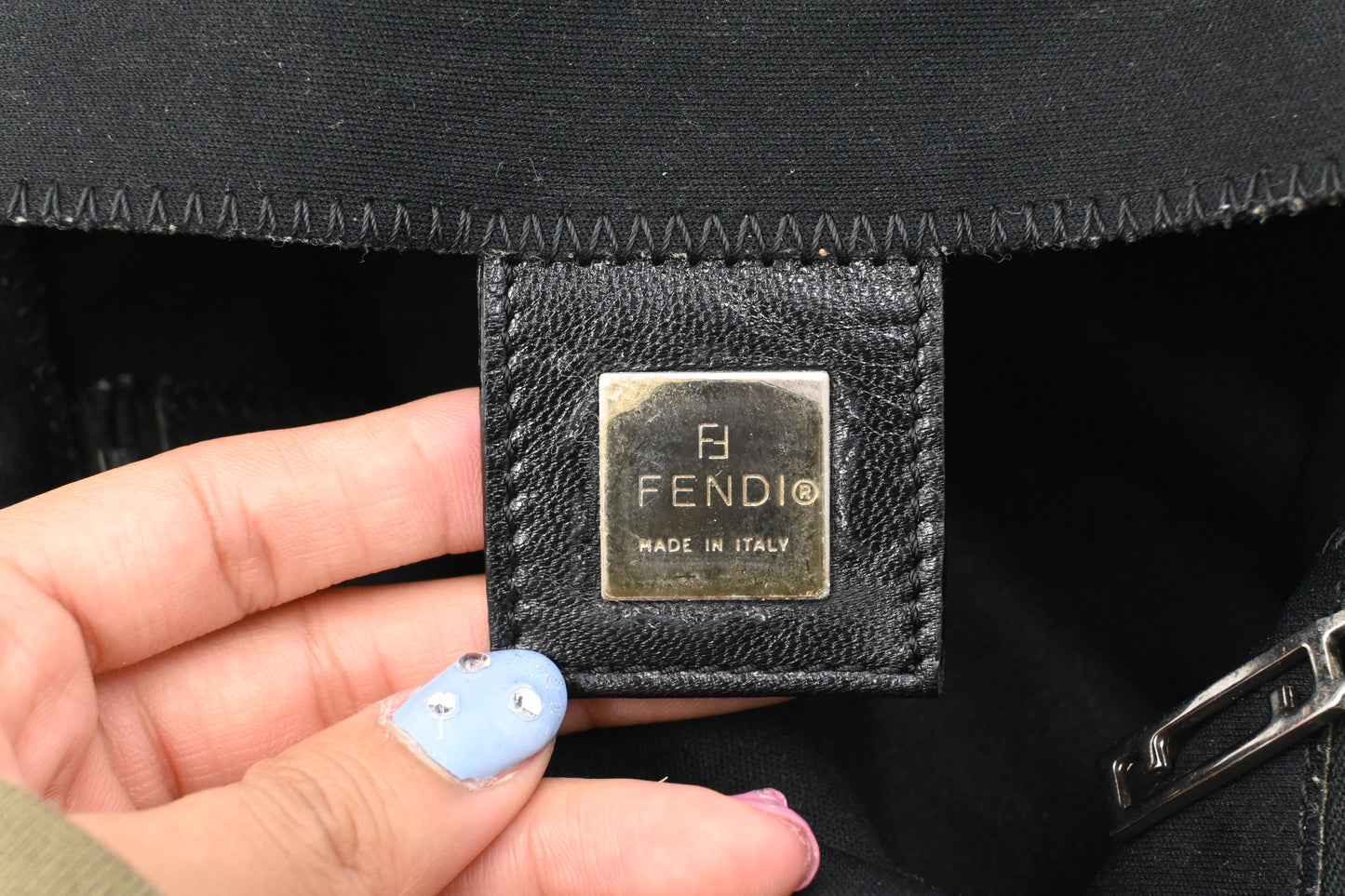 Fendi Baguette Shoulder Bag in Black Neoprene