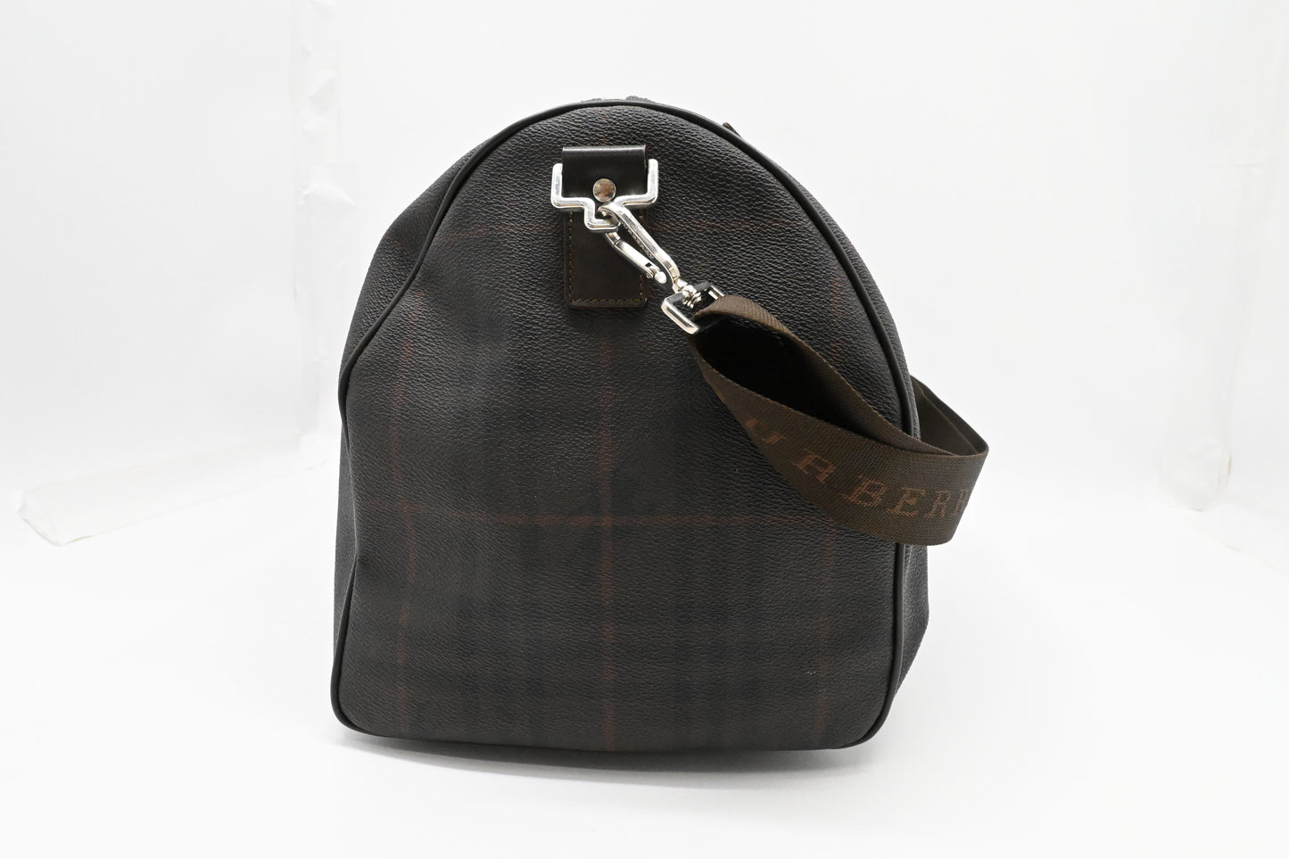 Burberry Travel Bag in Brown Checked Coated Canvas