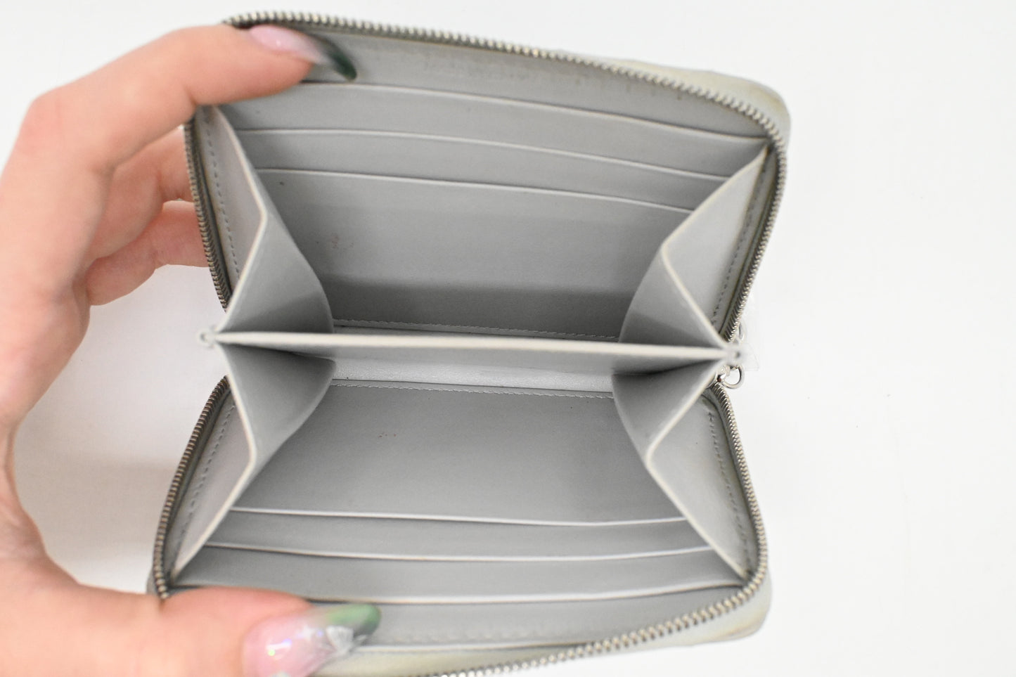 Celine Zippy Coin Case in Grey Leather