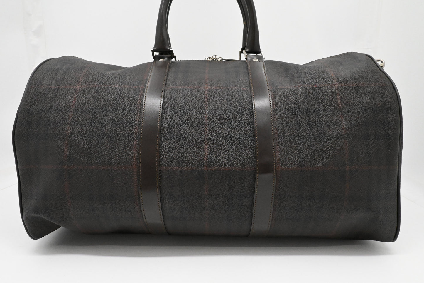 Burberry Travel Bag in Brown Checked Coated Canvas