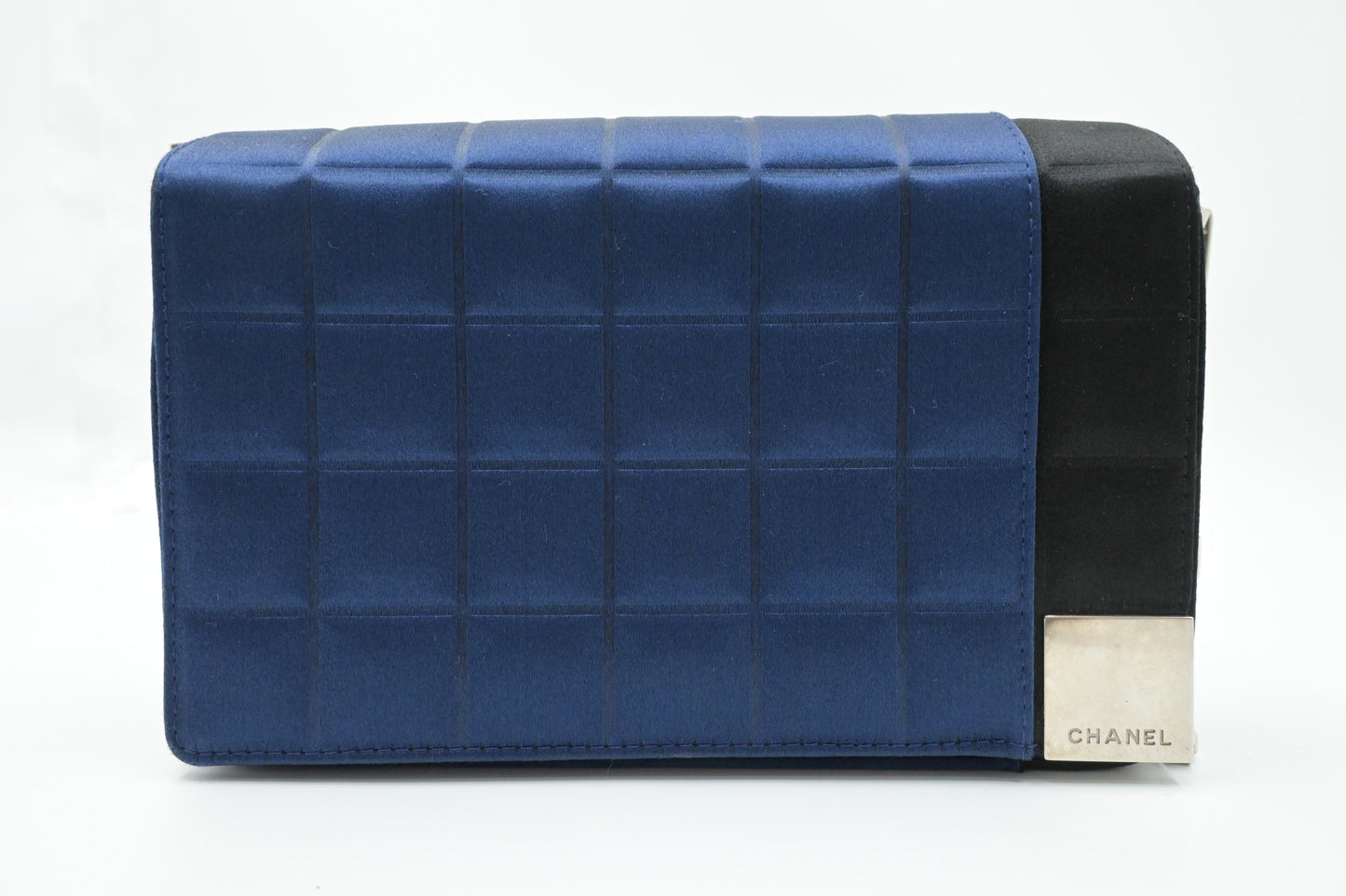 Chanel Chocolate Bar Shoulder Bag in Blue Satin