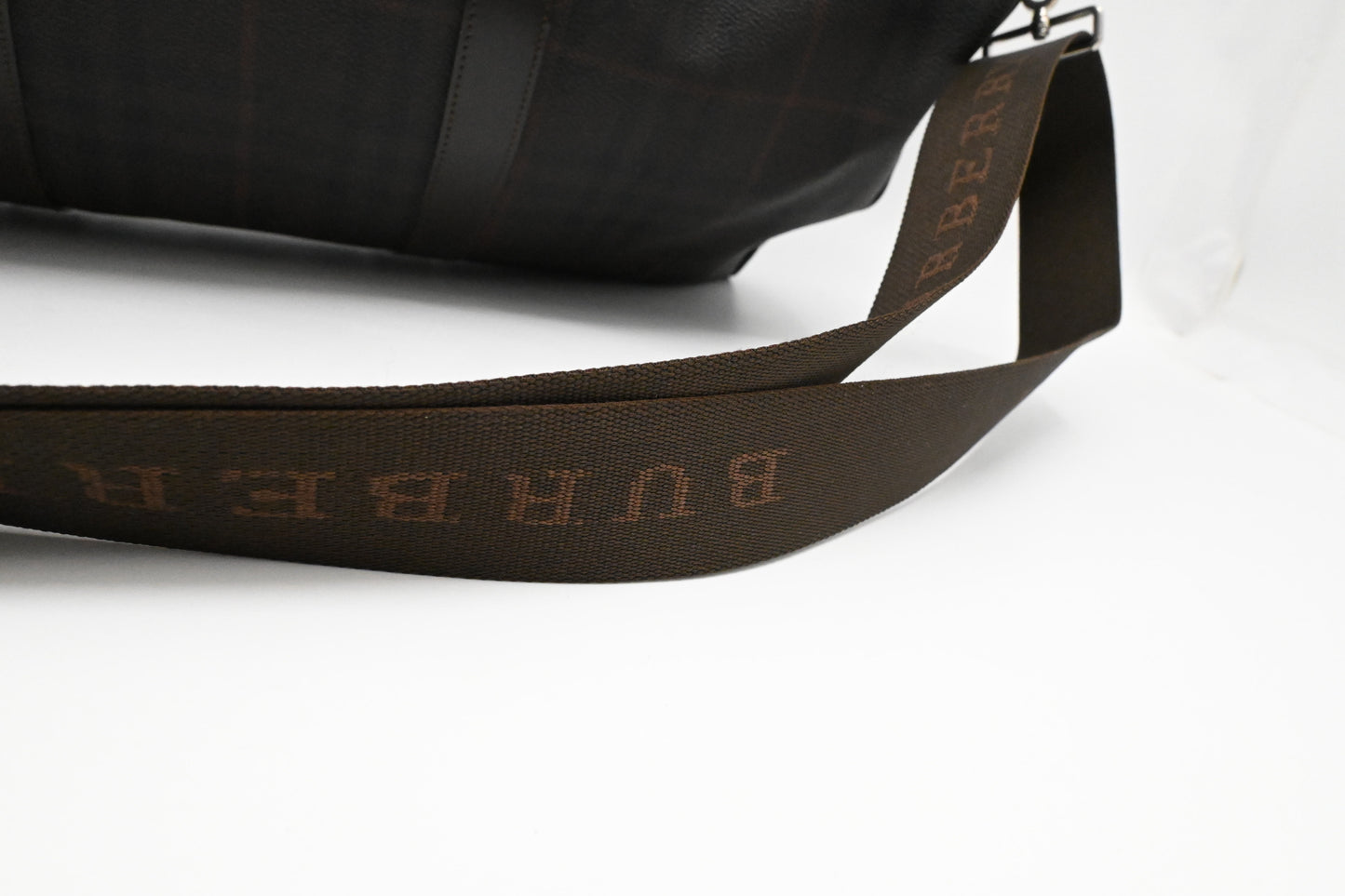Burberry Travel Bag in Brown Checked Coated Canvas