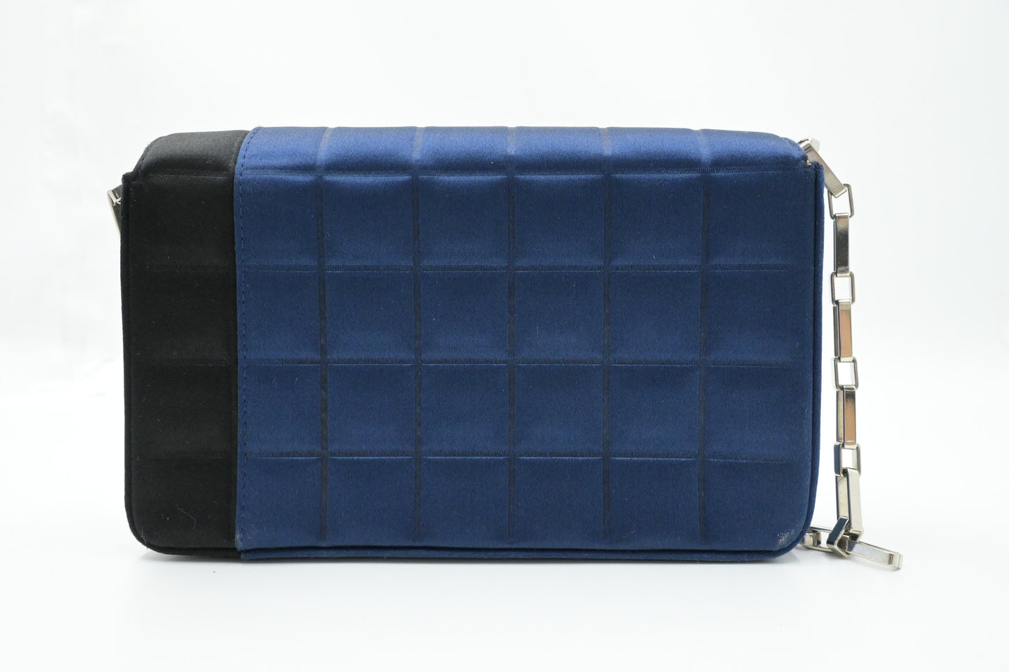 Chanel Chocolate Bar Shoulder Bag in Blue Satin