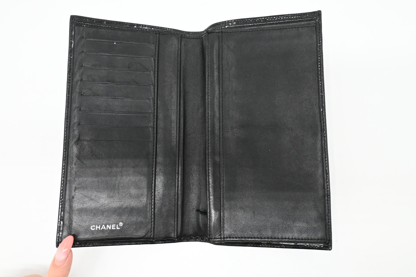 Chanel Long Wallet in Black Patent Leather