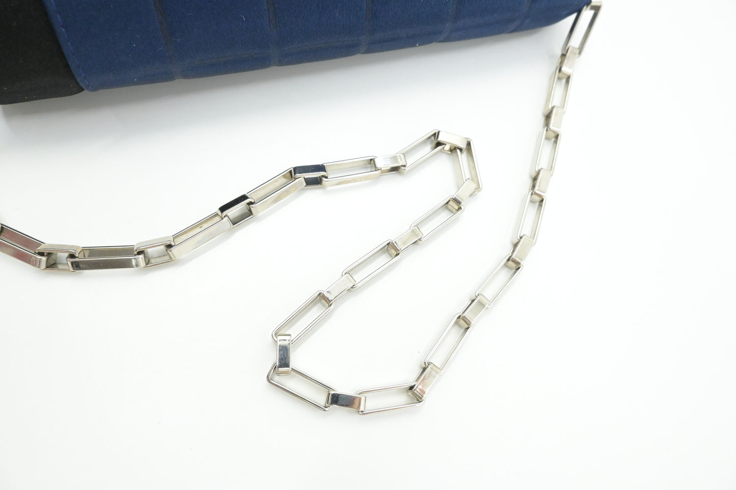 Chanel Chocolate Bar Shoulder Bag in Blue Satin