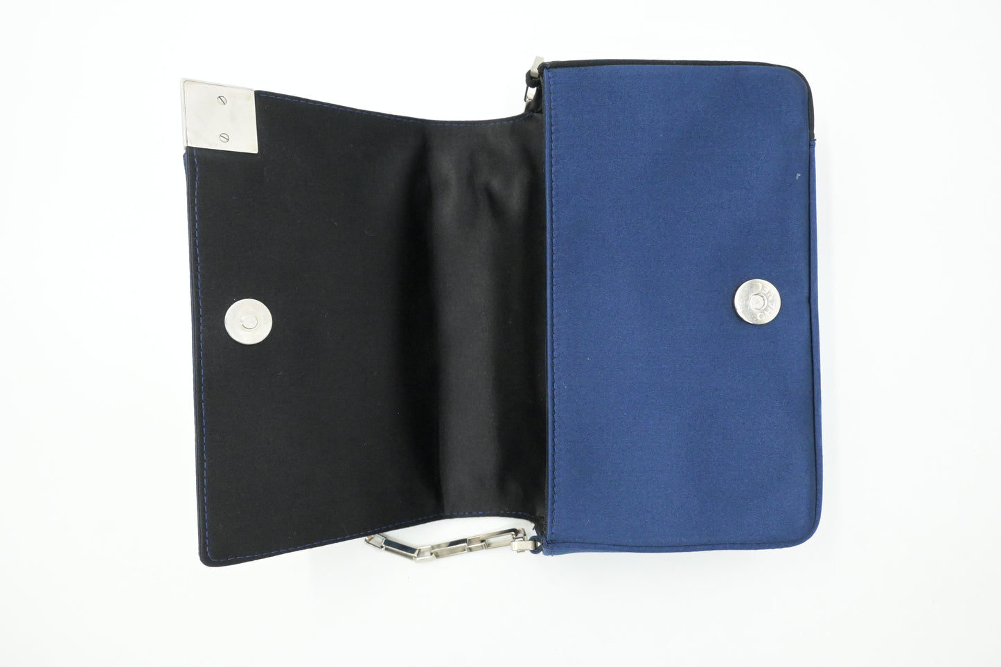 Chanel Chocolate Bar Shoulder Bag in Blue Satin