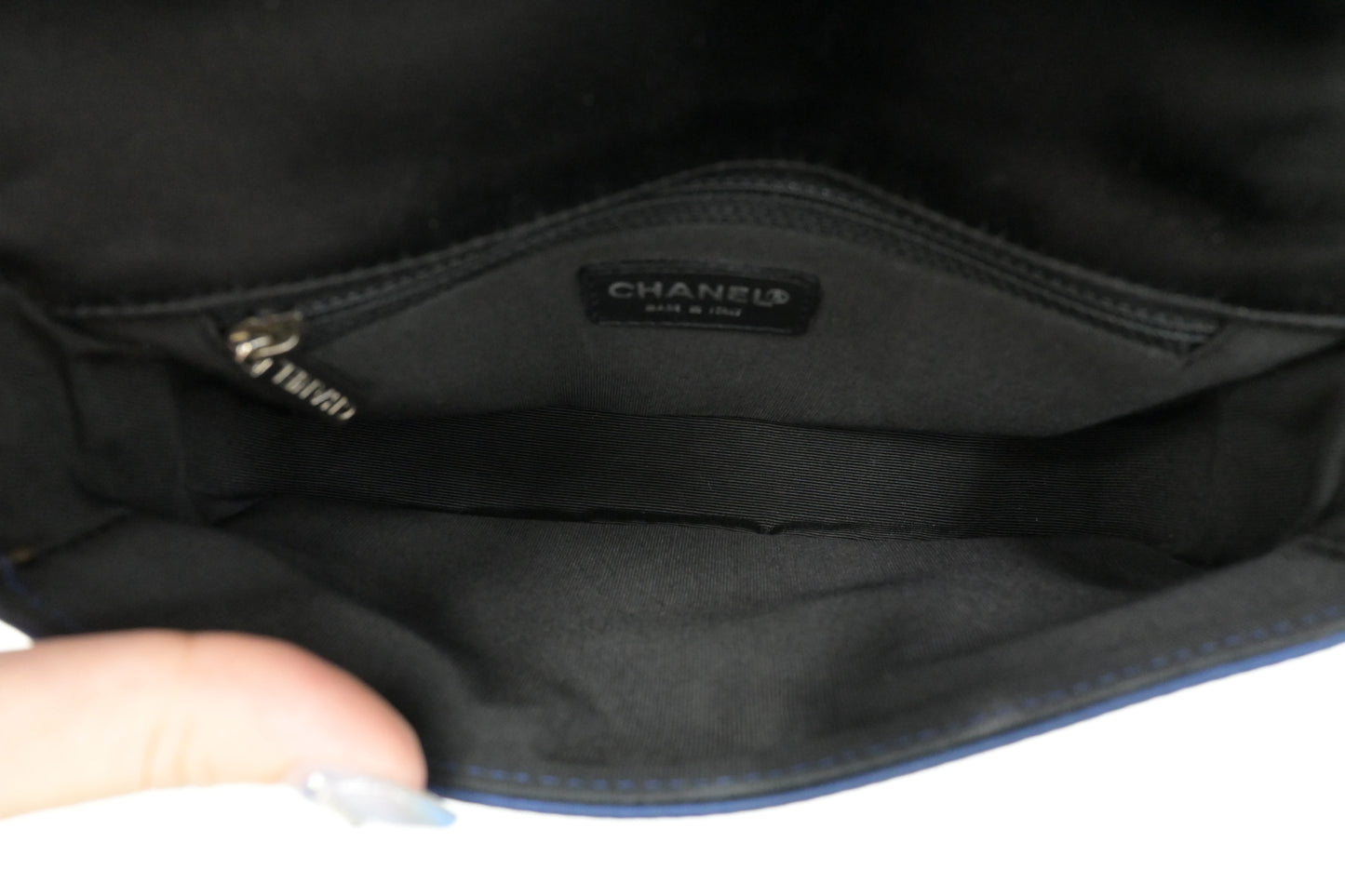 Chanel Chocolate Bar Shoulder Bag in Blue Satin