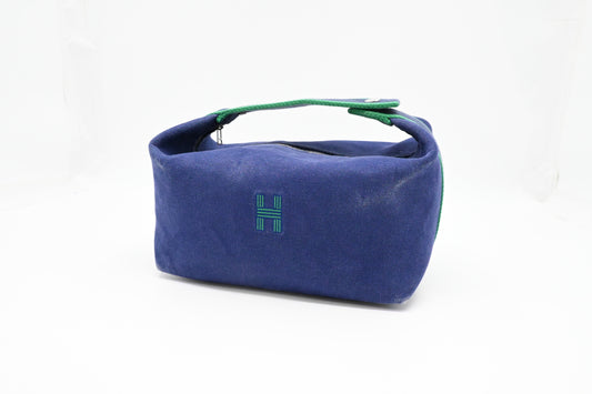 Hermes Large Model Bride a Brac Case in Blue Canvas