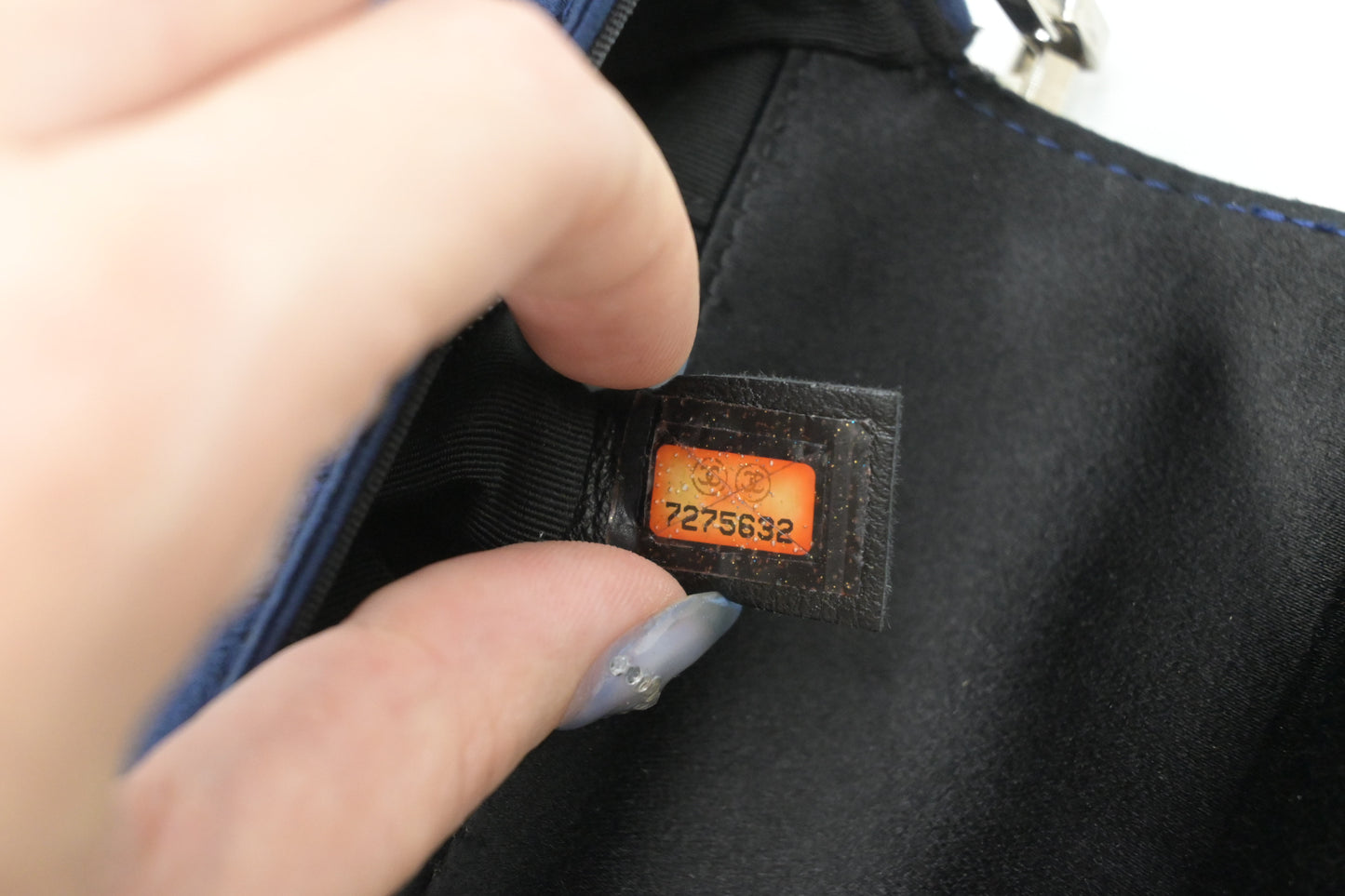 Chanel Chocolate Bar Shoulder Bag in Blue Satin