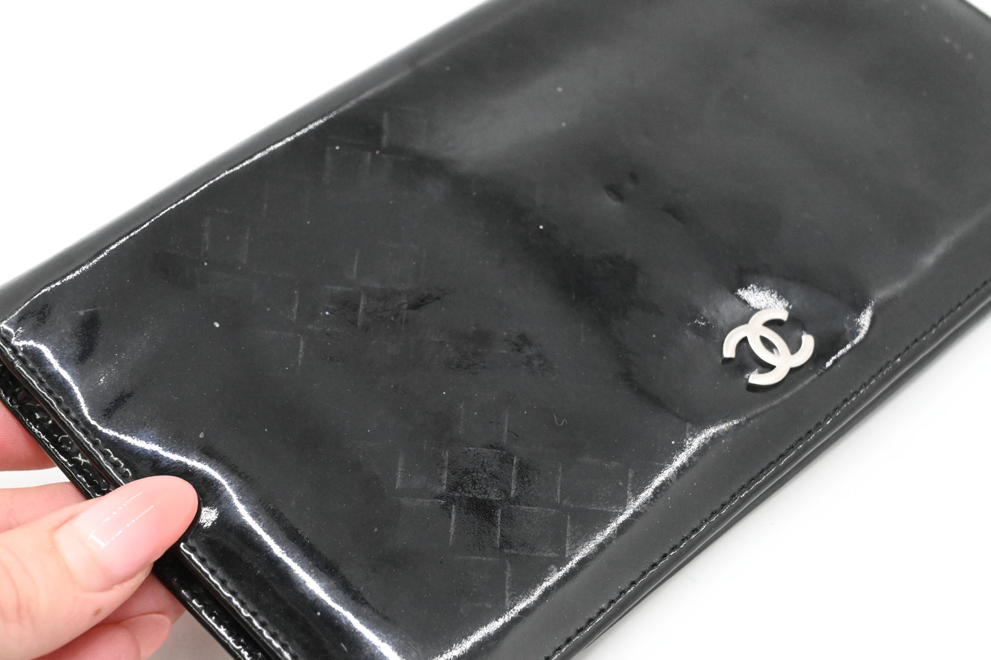 Chanel Long Wallet in Black Patent Leather