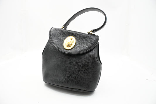Dior Top Handle Handbag in Black Leather
