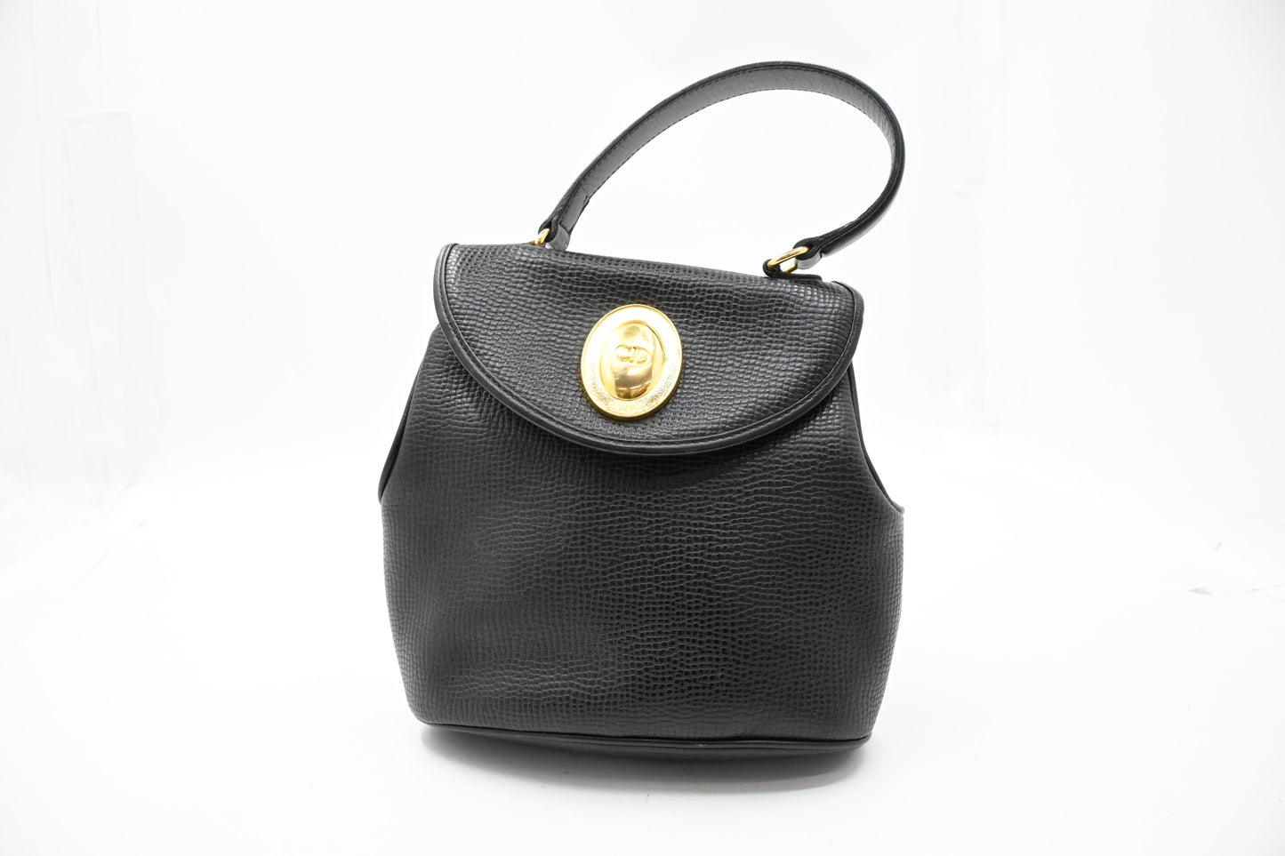 Dior Top Handle Handbag in Black Leather