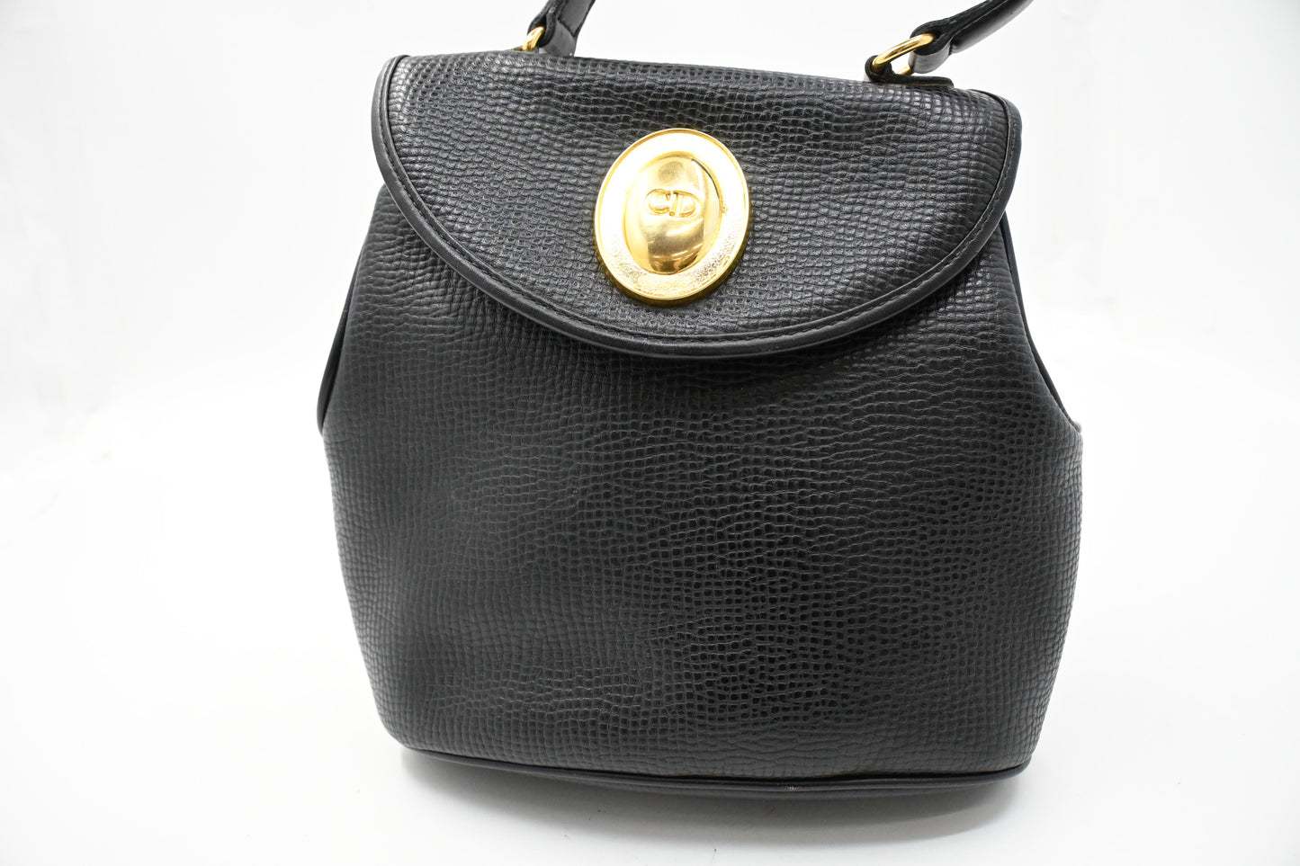 Dior Top Handle Handbag in Black Leather