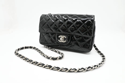 Chanel Small Flap in Black Mattelassé Patent Leather