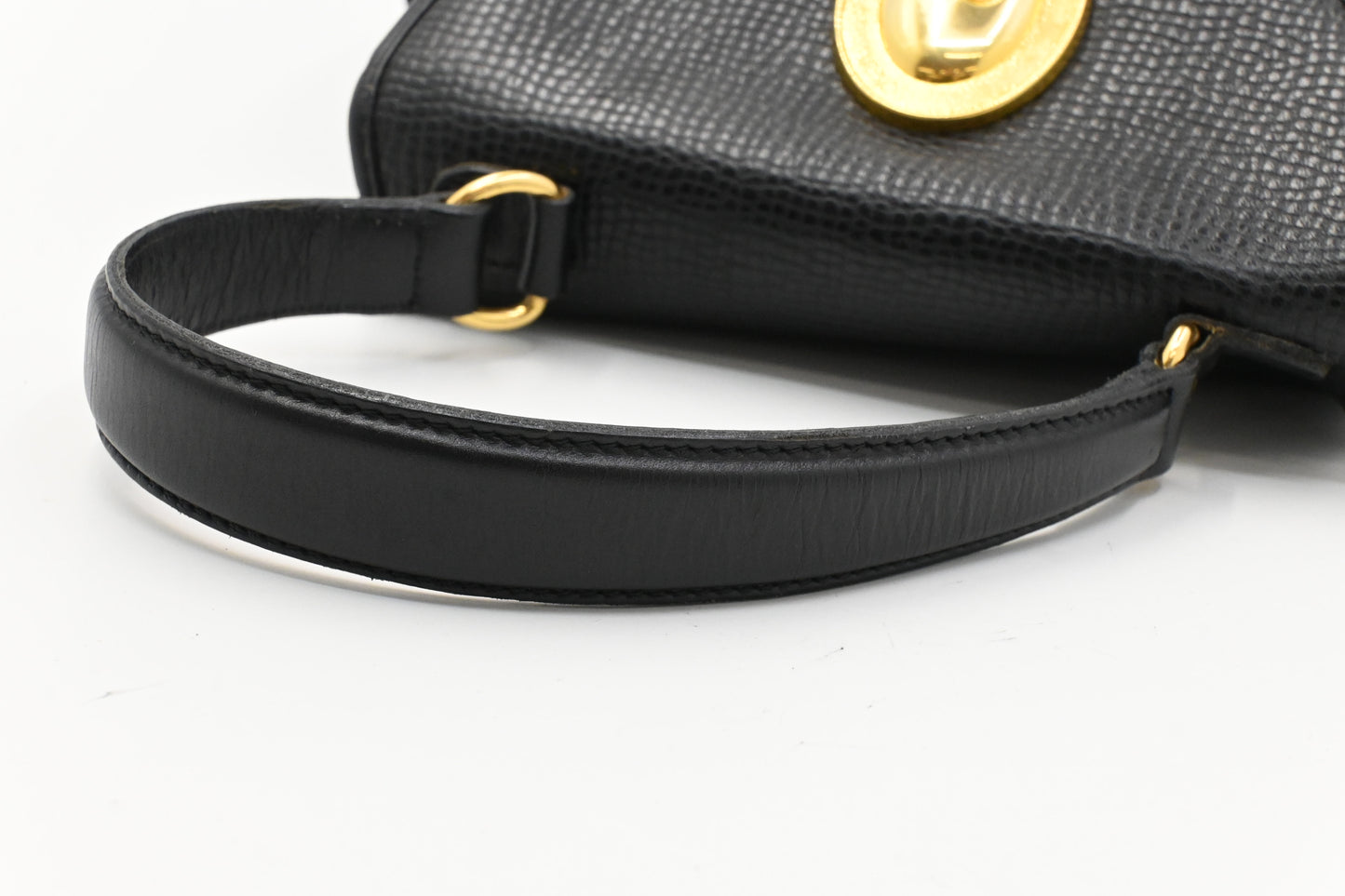 Dior Top Handle Handbag in Black Leather
