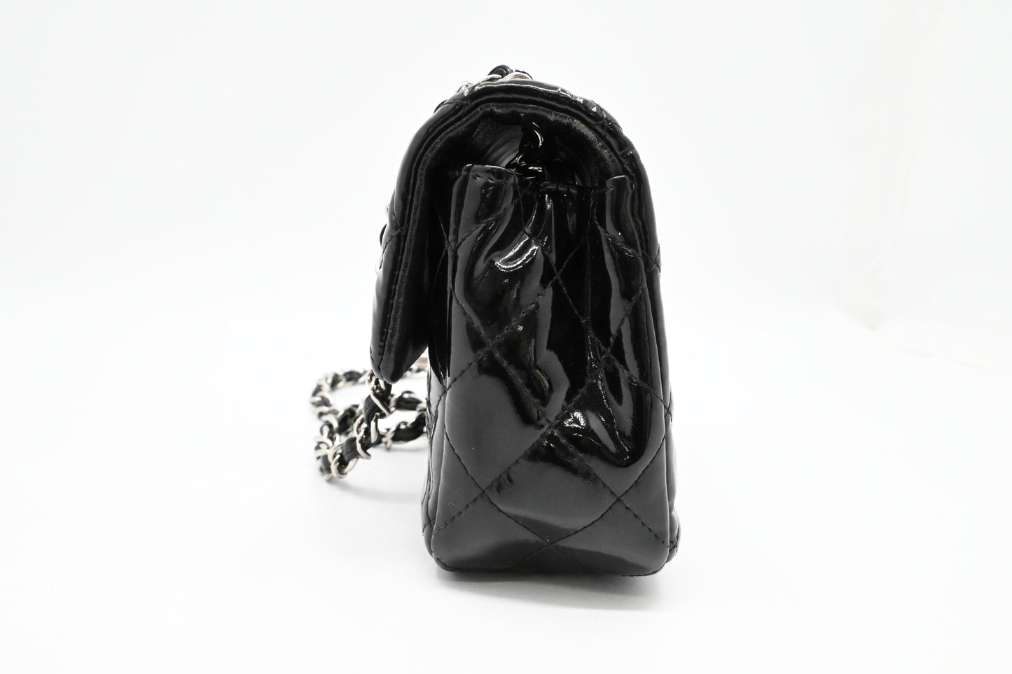 Chanel Small Flap in Black Mattelassé Patent Leather