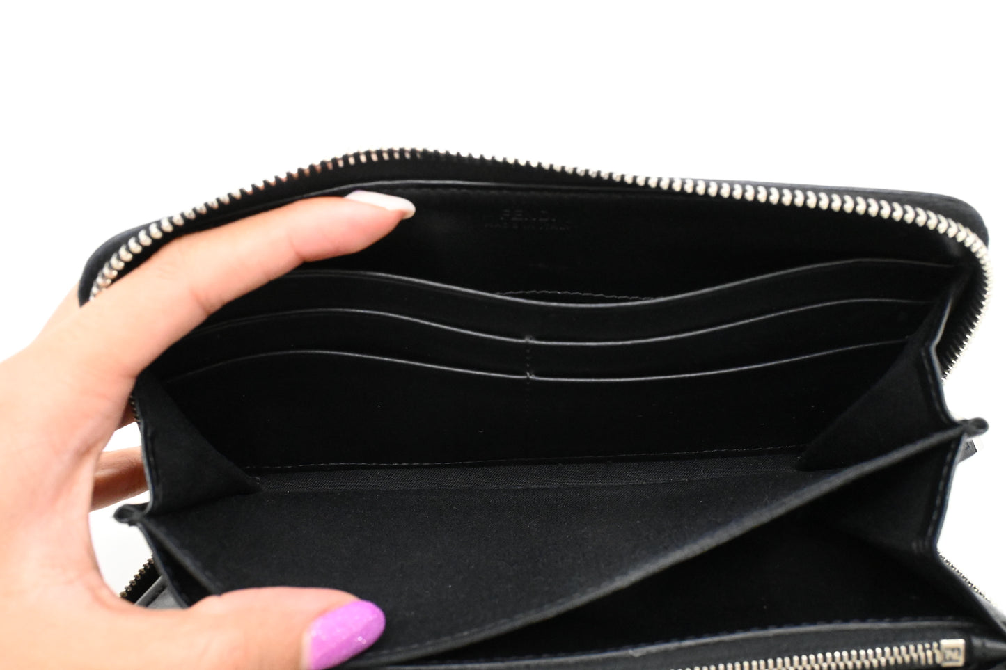 Fendi Long Studded Wallet in Black Leather