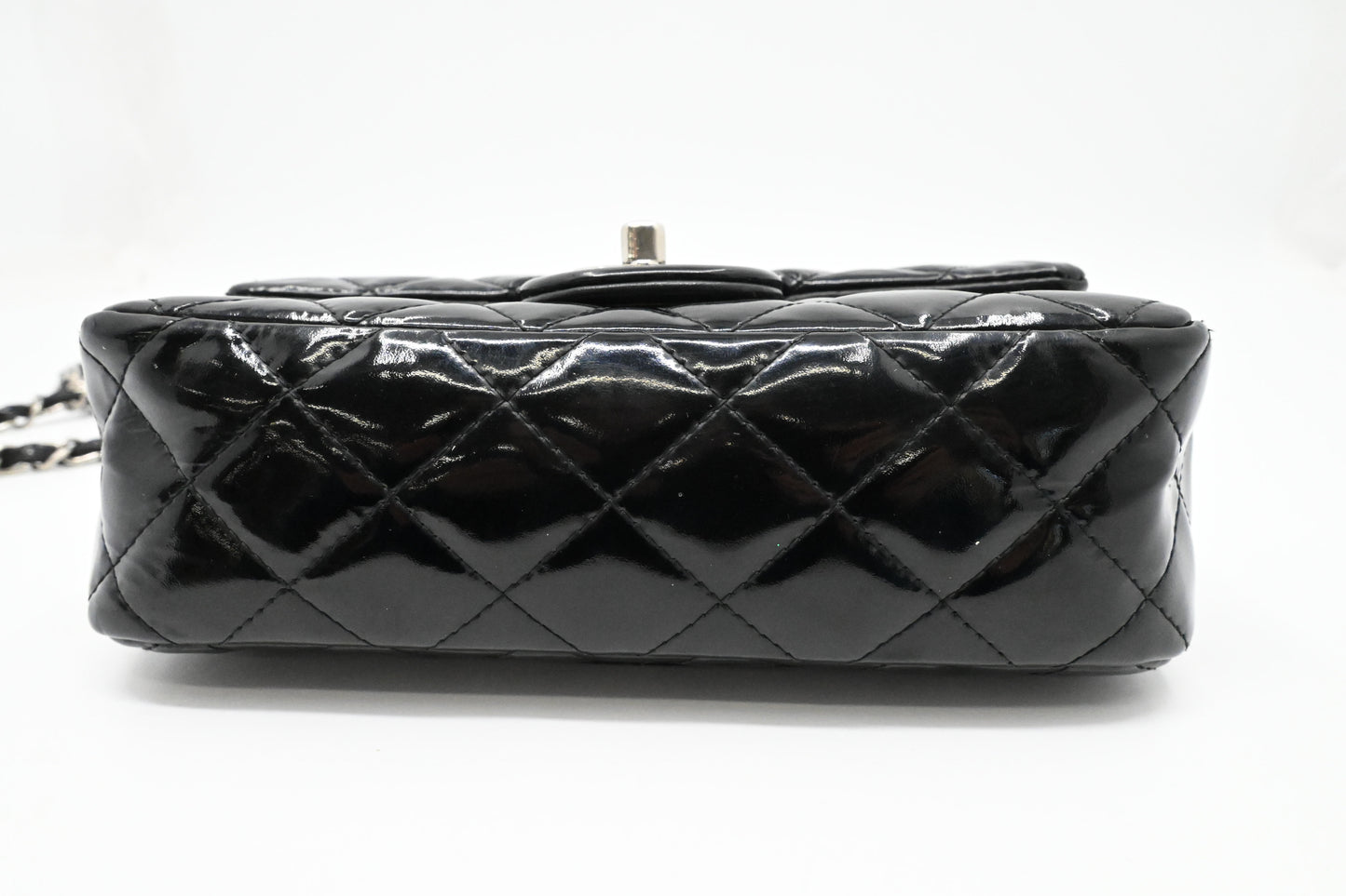 Chanel Small Flap in Black Mattelassé Patent Leather