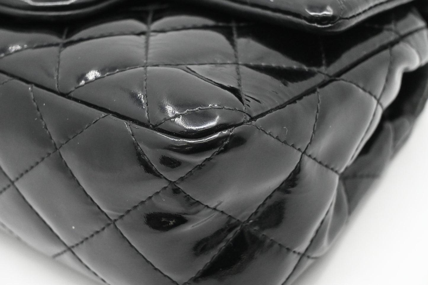 Chanel Small Flap in Black Mattelassé Patent Leather