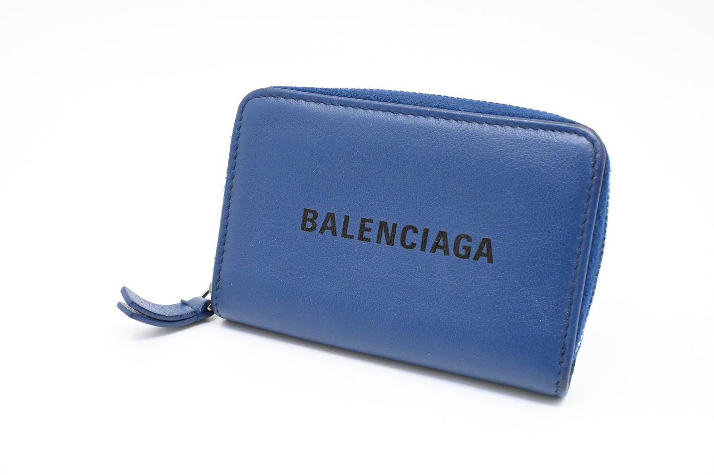 Balenciaga Zippy Coin Case in Blue Leather